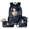 Cartoon Popular Cool Attack on Titan 3pcs Set Backpack 3D Print School Student Bookbag Laptop Daypack 2 - Attack On Titan Store