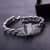 H F New Unisex Charming Attack On Titan Shingeki No Kyojin Metal Bracelet Wings Punk Style 5 - Attack On Titan Store