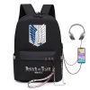 Hip Hop Novelty School Bags Boys Girls Attack On Titan USB Print Oxford Waterproof Notebook multifunction 2 - Attack On Titan Store