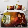 Japanese Anime Attack on Titan Comforter Bedding Set Duvet Cover Bed Set Quilt Cover Pillowcase King 15 - Attack On Titan Store