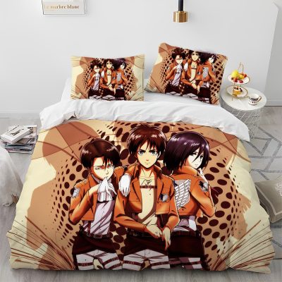 Japanese Anime Attack on Titan Comforter Bedding Set Duvet Cover Bed Set Quilt Cover Pillowcase King 18 - Attack On Titan Store