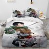 Japanese Anime Attack on Titan Comforter Bedding Set Duvet Cover Bed Set Quilt Cover Pillowcase King 20 - Attack On Titan Store