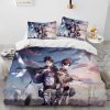 Japanese Anime Attack on Titan Comforter Bedding Set Duvet Cover Bed Set Quilt Cover Pillowcase King 21 - Attack On Titan Store