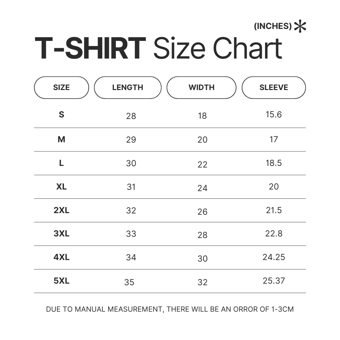 3D T shirt Size Chart - Attack On Titan Store