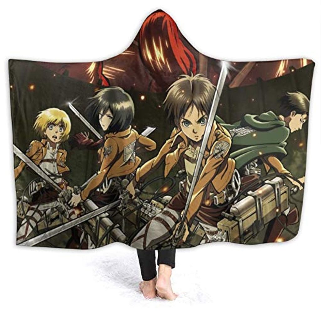 Anime Attack On Titan Fleece Flannel Hooded Blanket Warm Throw Winter Blanket e46bd5 0 - Attack On Titan Store