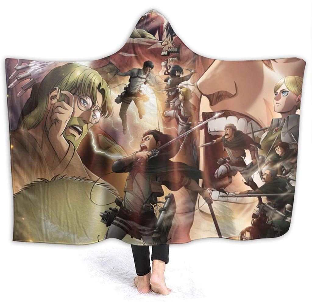 Anime Attack On Titan Hooded Blanket Fleece Flannel Wearable Super Soft Blanket ee5194 0 - Attack On Titan Store