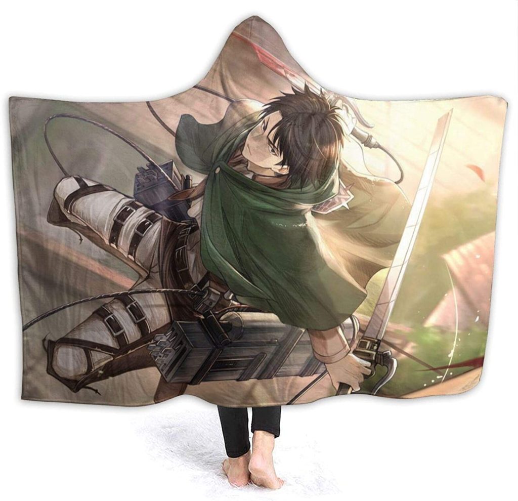 Anime Attack On Titan Levi Ackerman Sword Flannel Hooded Blanket 691ed1 0 - Attack On Titan Store