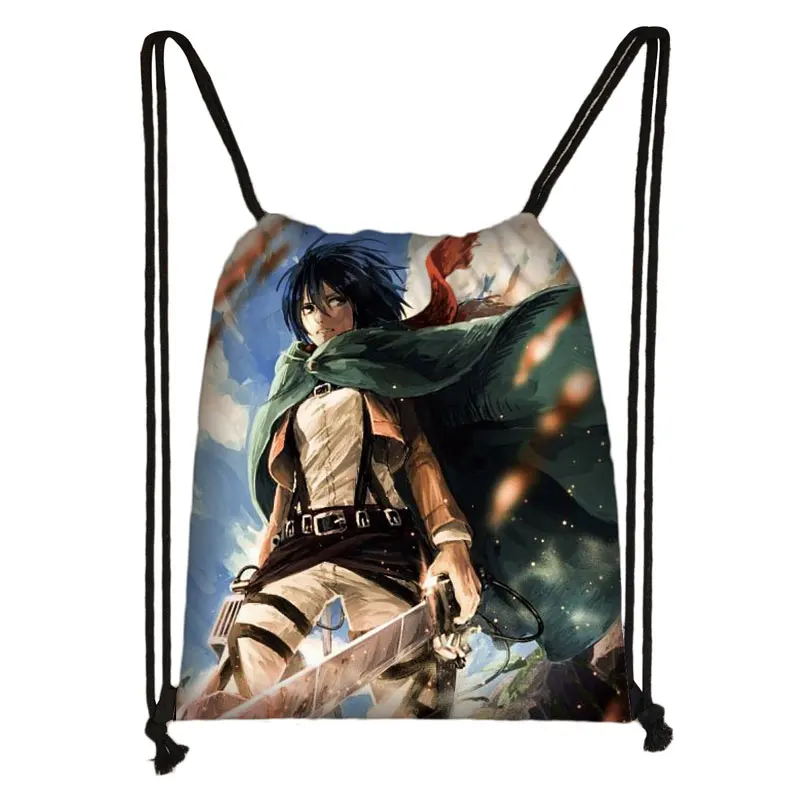 Anime Japan Attack on Titan Scouting Corps Wings Backpack Canvas Drawstring Bags Casual Portable For Teenagers 11 - Attack On Titan Store