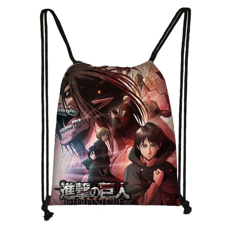 Anime Japan Attack on Titan Scouting Corps Wings Backpack Canvas Drawstring Bags Casual Portable For Teenagers 19 - Attack On Titan Store