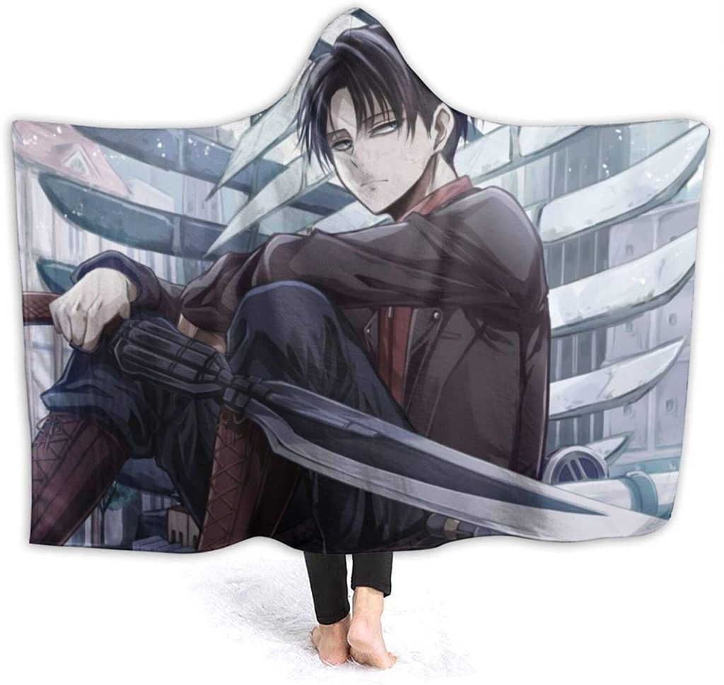 Attack On Titan Hooded Blanket Anime Levi Ackerman Sword Flannel Blanket 52eff0 0 - Attack On Titan Store