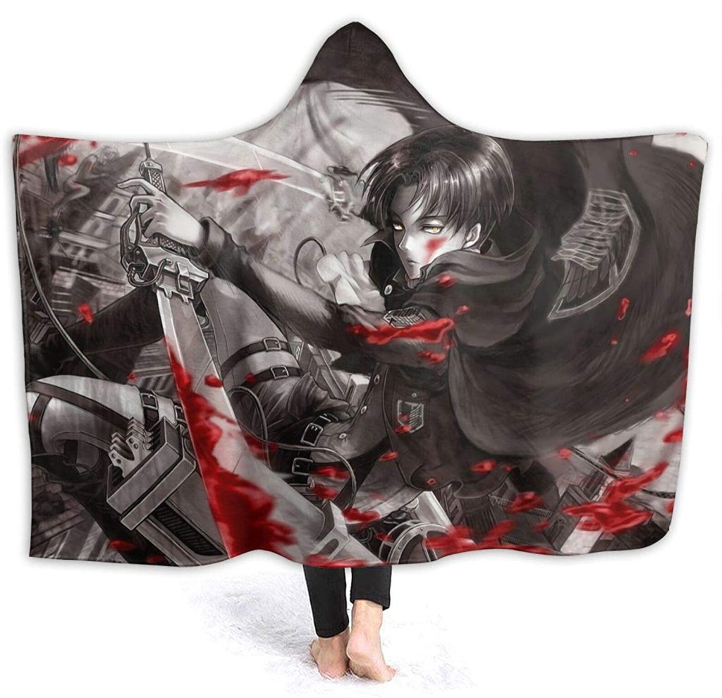 Attack On Titan Levi Ackerman Sword Hooded Blanket Anime Flannel Blanket 18c4f8 0 - Attack On Titan Store