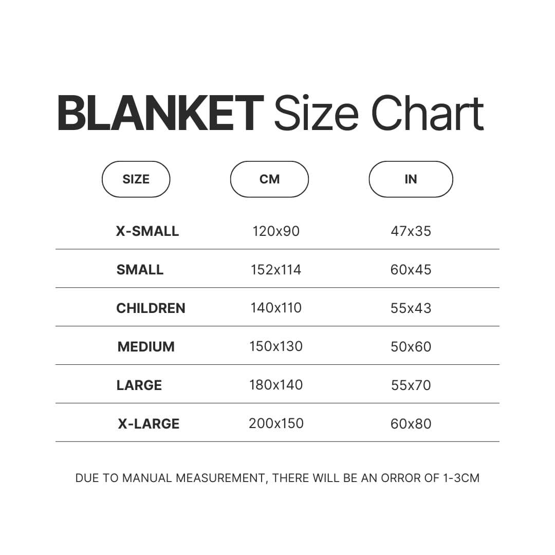 Blanket Size Chart - Attack On Titan Store