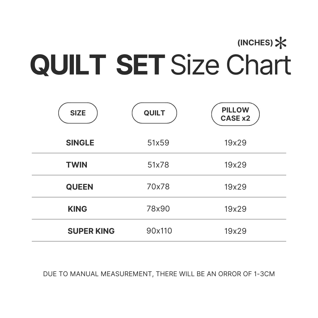 Quilt Set Size Chart - Attack On Titan Store