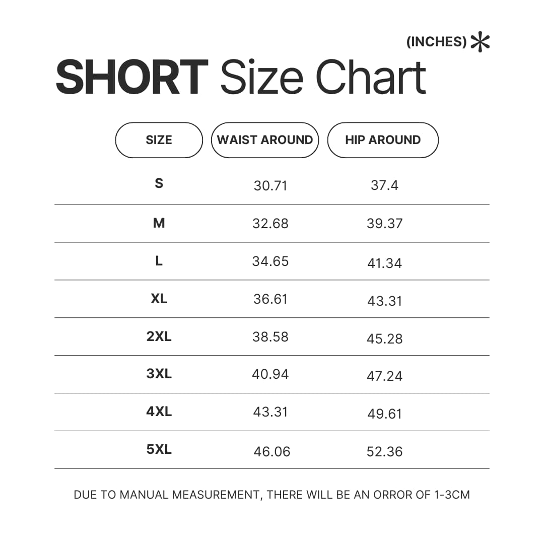 Short Size Chart 1 - Attack On Titan Store