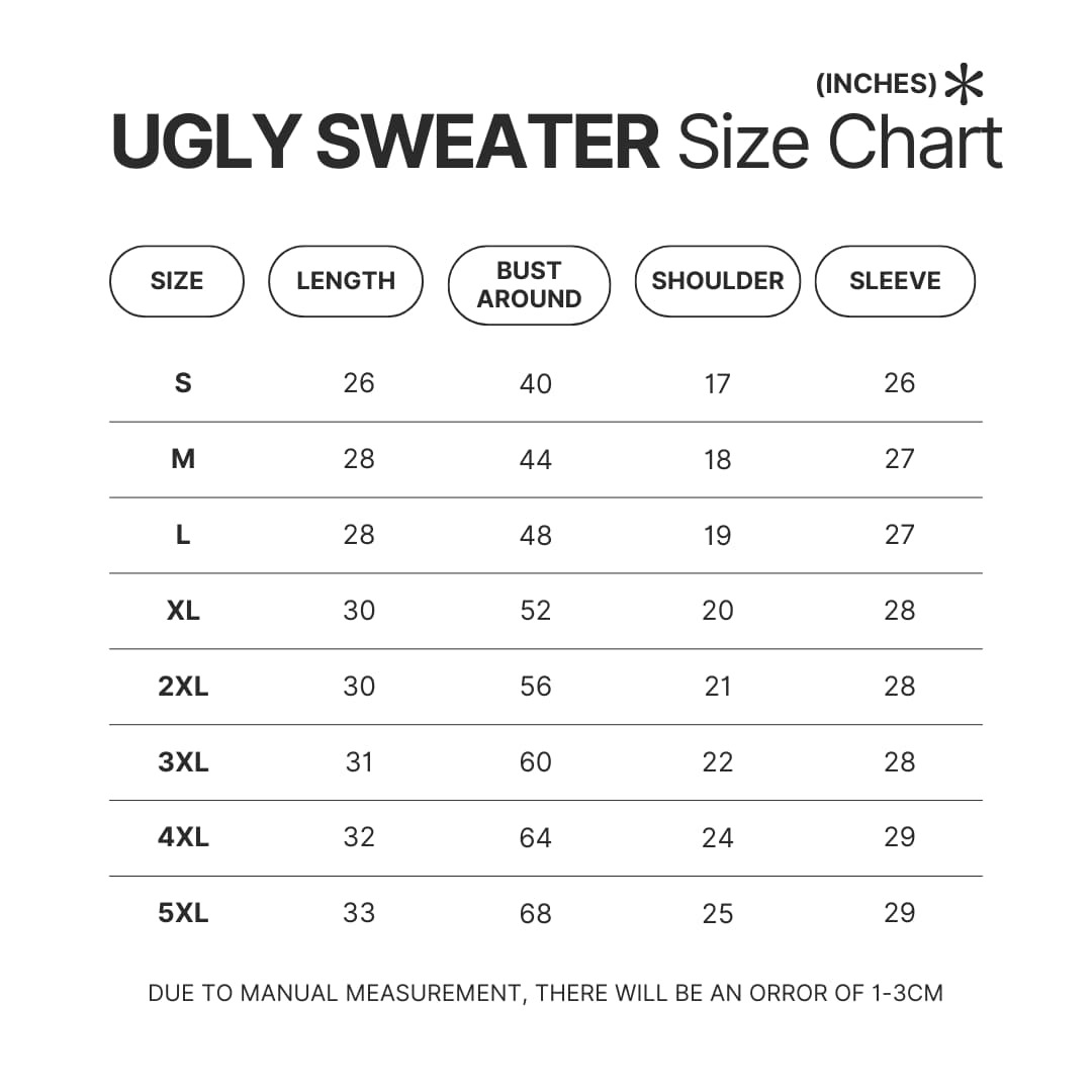 Ugly Sweater Size Chart 1 - Attack On Titan Store