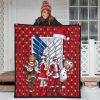 attack on titan anime premium quilt aot merry christmas outfit santa snowman reindeer quilt blanketfxdky - Attack On Titan Store