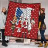 attack on titan anime premium quilt aot merry christmas outfit santa snowman reindeer quilt blanketodudu - Attack On Titan Store