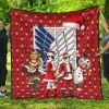 attack on titan anime premium quilt aot merry christmas outfit santa snowman reindeer quilt blanketqplcn - Attack On Titan Store