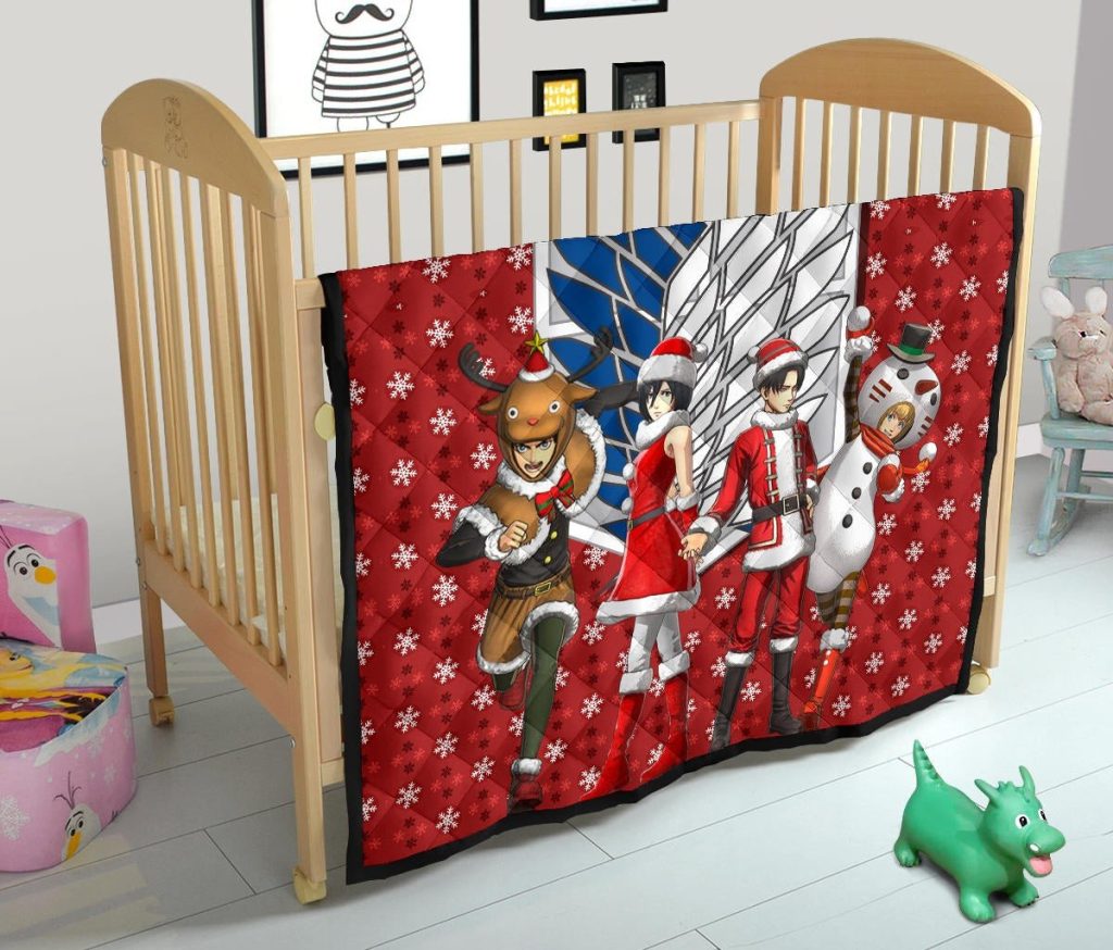 attack on titan anime premium quilt aot merry christmas outfit santa snowman reindeer quilt blanketryf4v - Attack On Titan Store