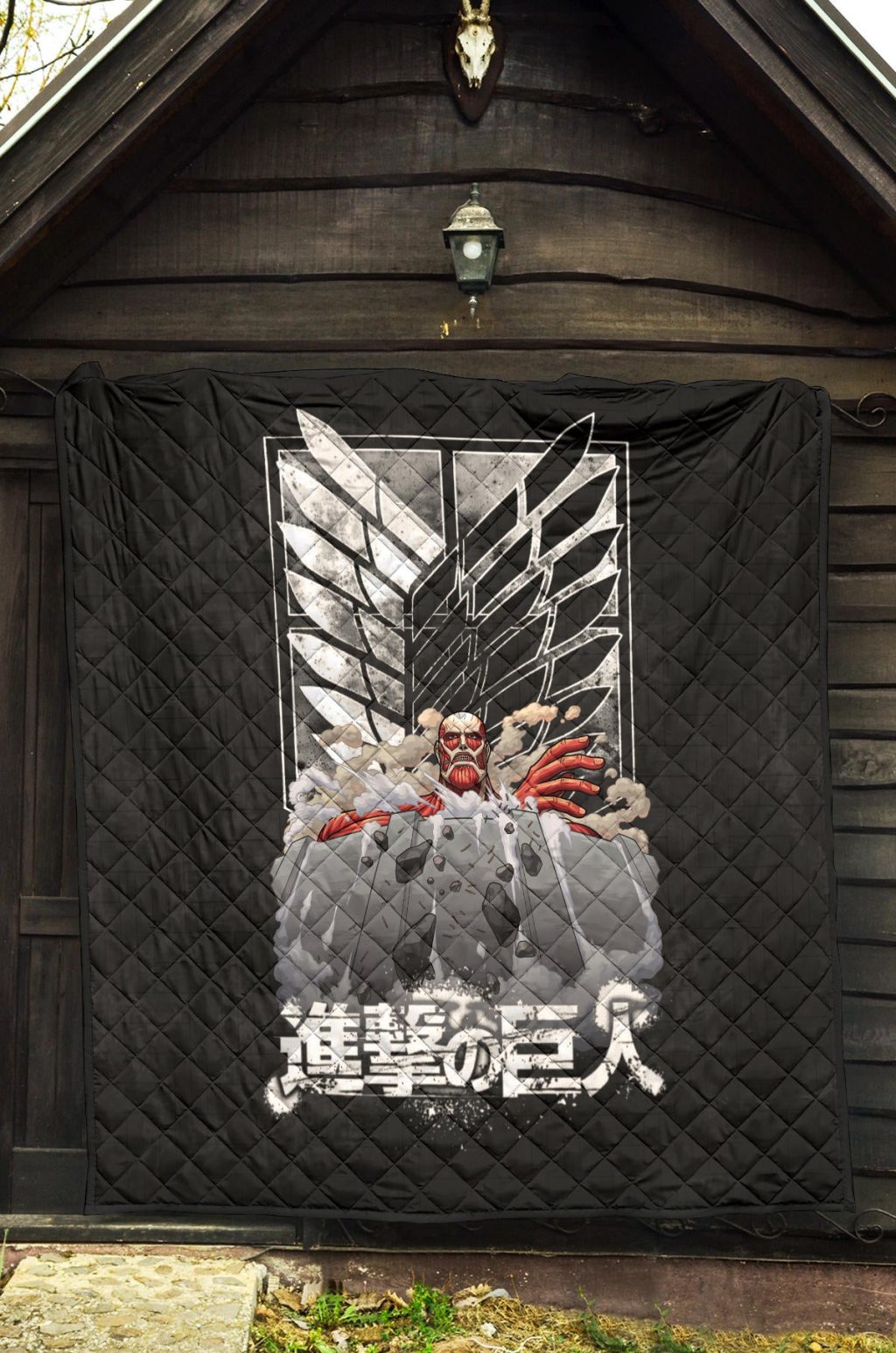 attack on titan anime premium quilt colossal titan wrecking wall wings of freedom symbol quilt blanketap6wn - Attack On Titan Store