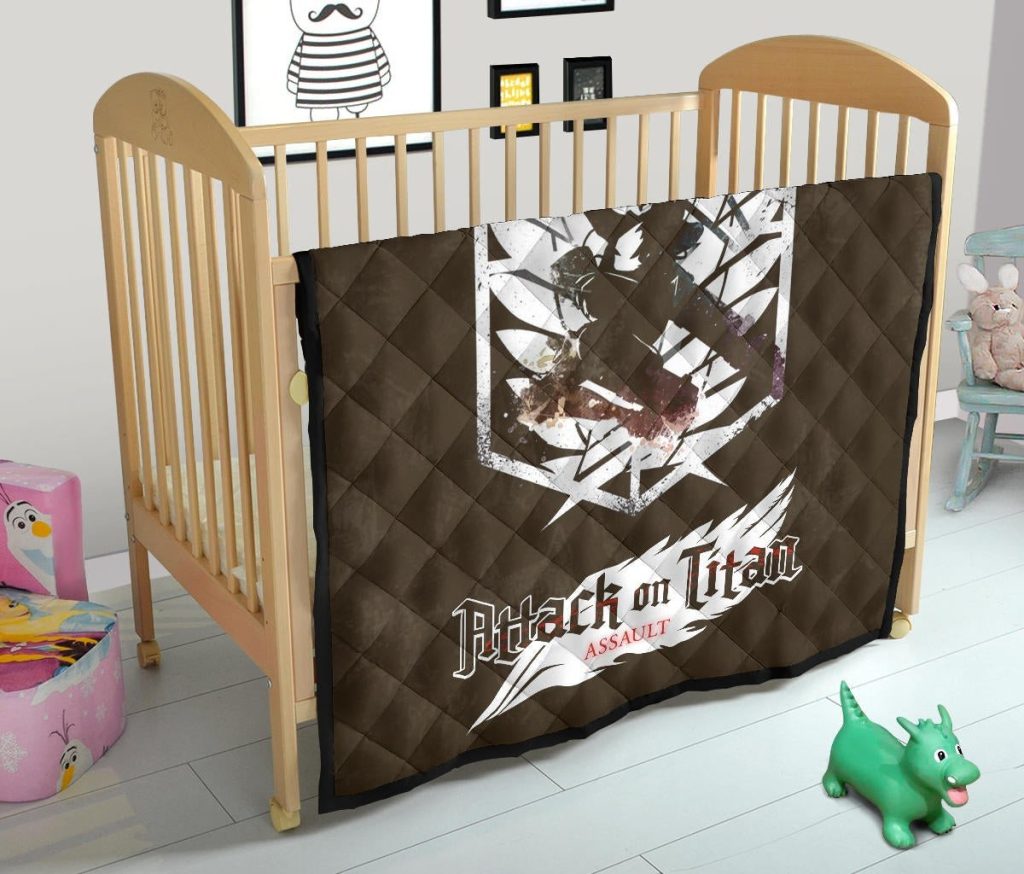 attack on titan anime premium quilt eren fighting white shining wings of freedom symbol quilt - Attack On Titan Store