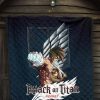 attack on titan anime premium quilt eren titan punch and eren human metal wings of freedom quilt blanket4djvw - Attack On Titan Store