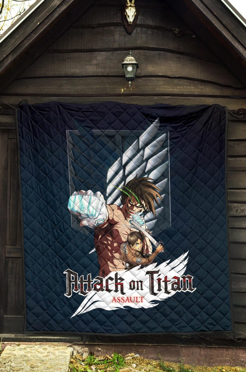 attack on titan anime premium quilt eren titan punch and eren human metal wings of freedom quilt blanket4djvw - Attack On Titan Store