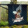 attack on titan anime premium quilt eren titan punch and eren human metal wings of freedom quilt blanketr8k2w - Attack On Titan Store