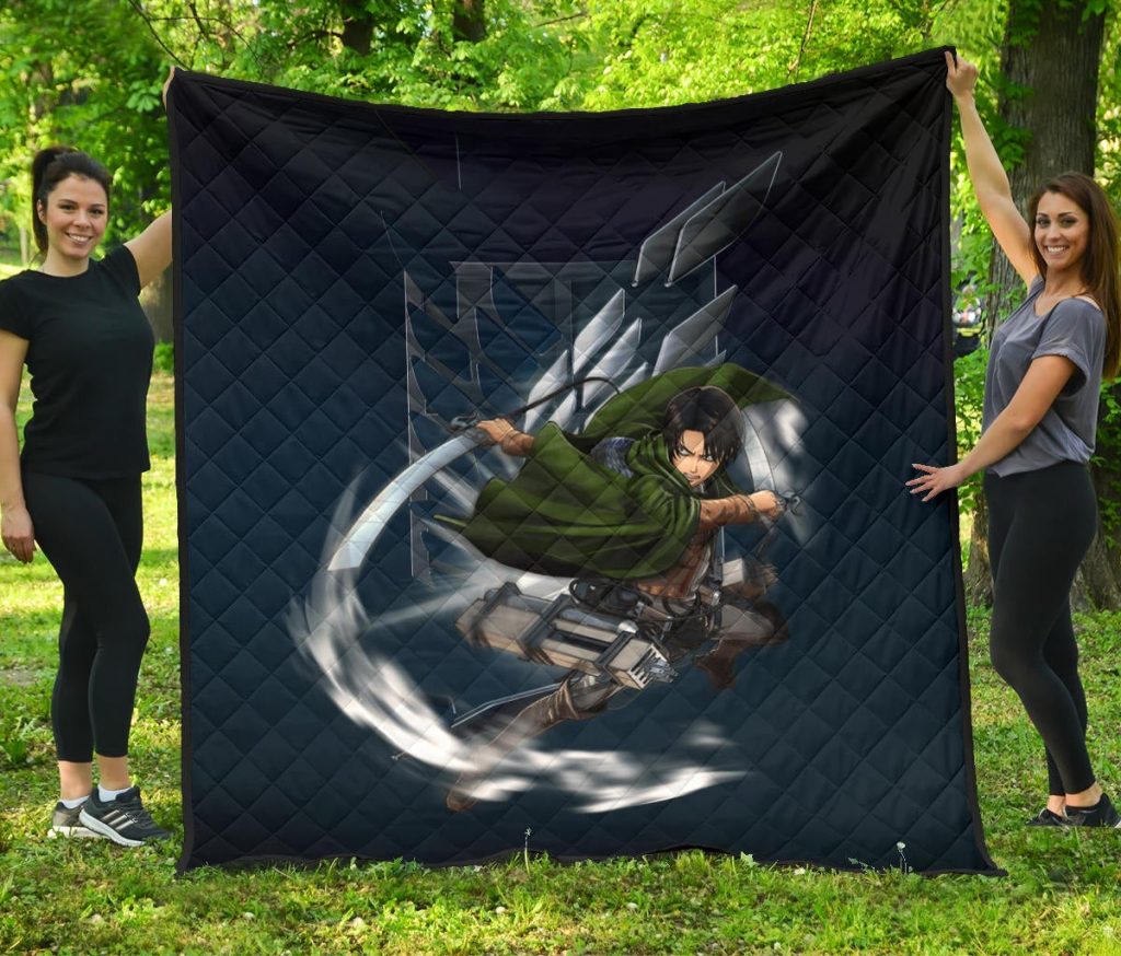 attack on titan anime premium quilt levi fighting wind blade metal wings of freedom quilt blanketccdry - Attack On Titan Store