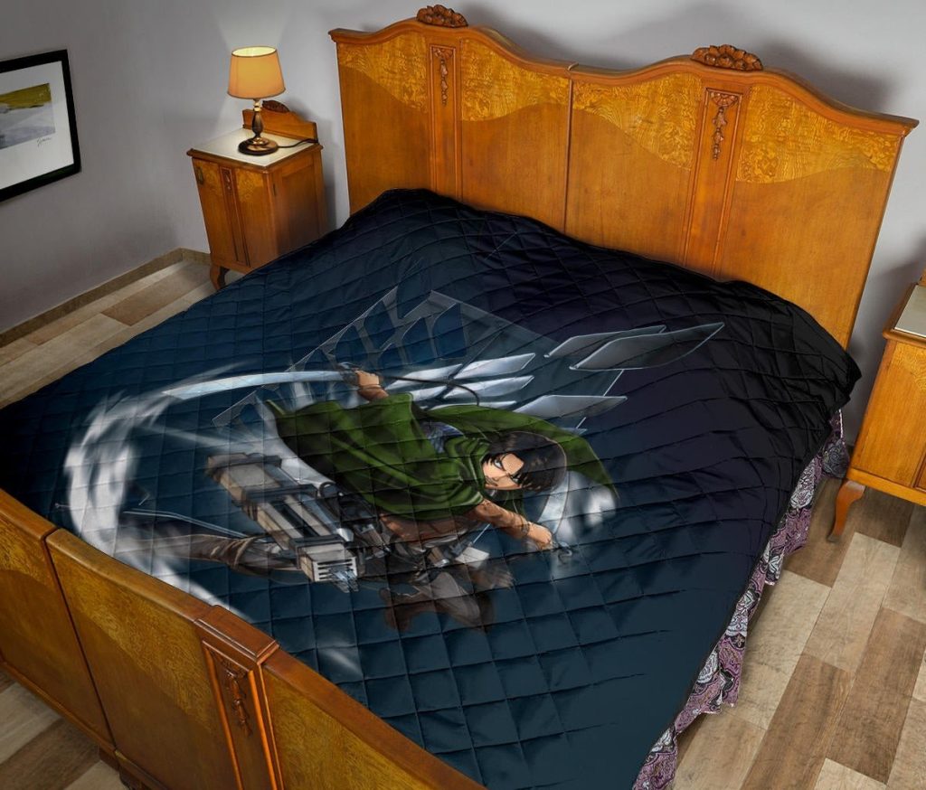 attack on titan anime premium quilt levi fighting wind blade metal wings of freedom quilt blanketkpju7 - Attack On Titan Store