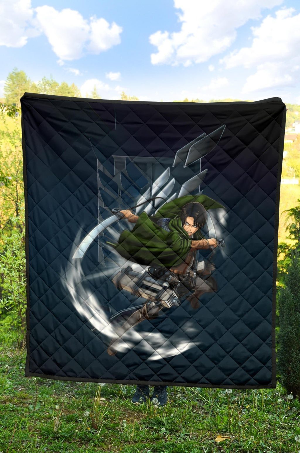 attack on titan anime premium quilt levi fighting wind blade metal wings of freedom quilt blankett3v31 - Attack On Titan Store