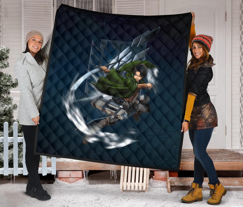 attack on titan anime premium quilt levi fighting wind blade metal wings of freedom quilt blanketztkoy - Attack On Titan Store