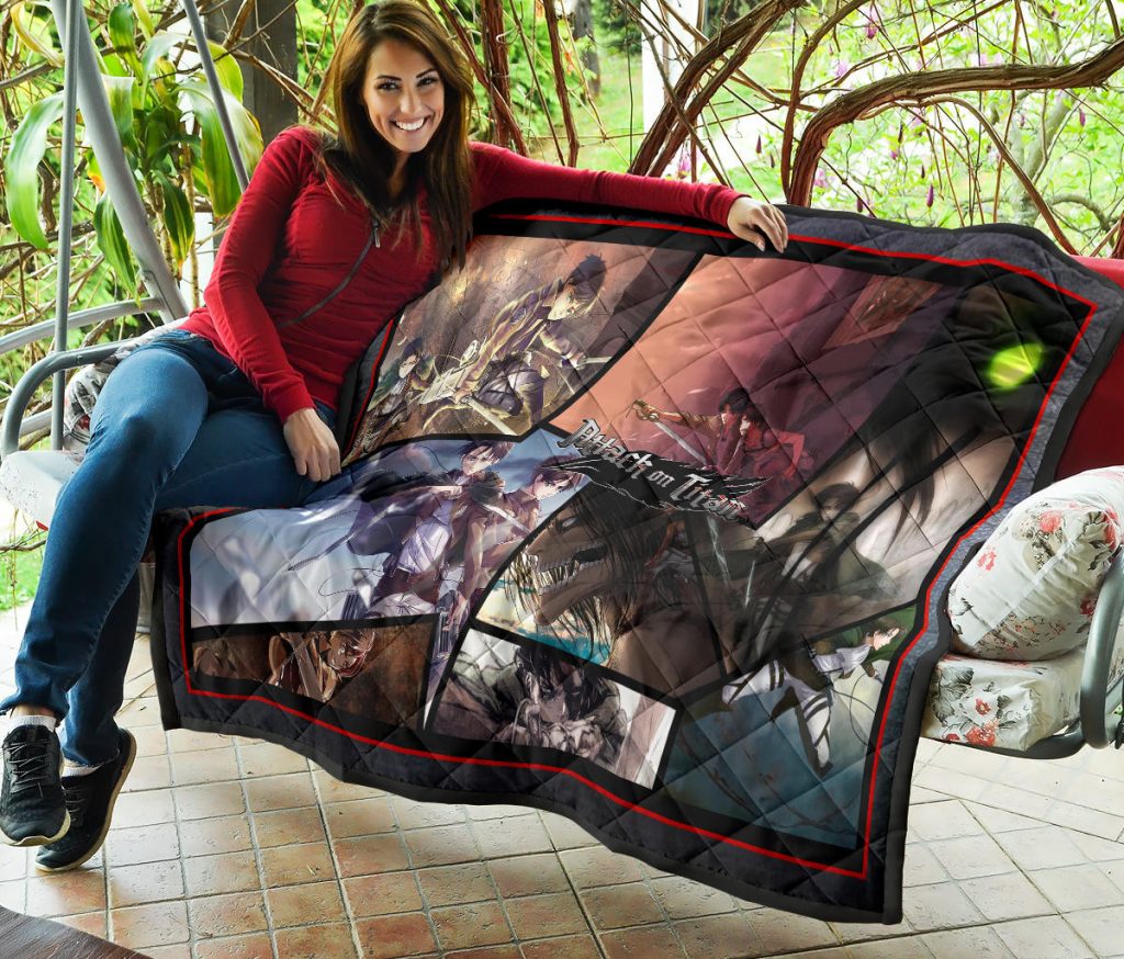 eren yeager and levi ackerman attack on titan premium quilt blanket anime home decor custom for fans 5ybe8 - Attack On Titan Store