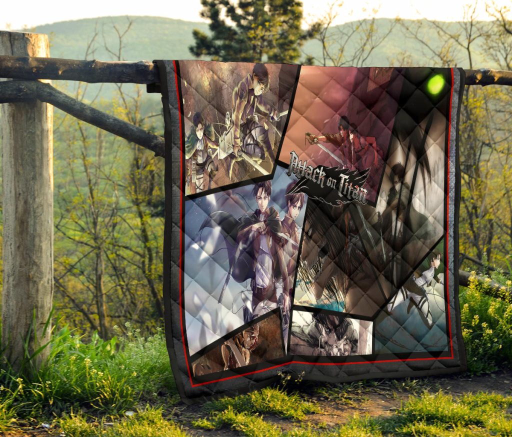 eren yeager and levi ackerman attack on titan premium quilt blanket anime home decor custom for fans 6l7up - Attack On Titan Store