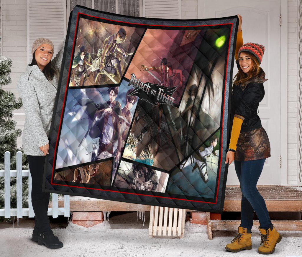 eren yeager and levi ackerman attack on titan premium quilt blanket anime home decor custom for fans ecwef - Attack On Titan Store