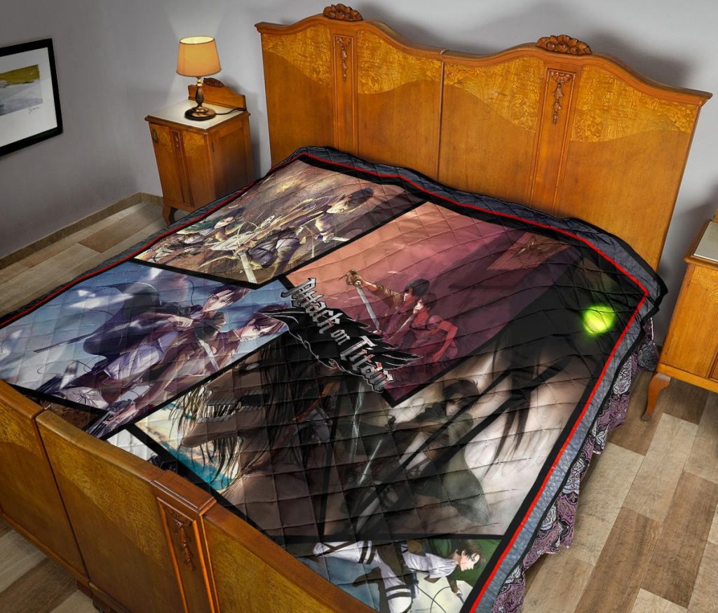 eren yeager and levi ackerman attack on titan premium quilt blanket anime home decor custom for fans goasl - Attack On Titan Store