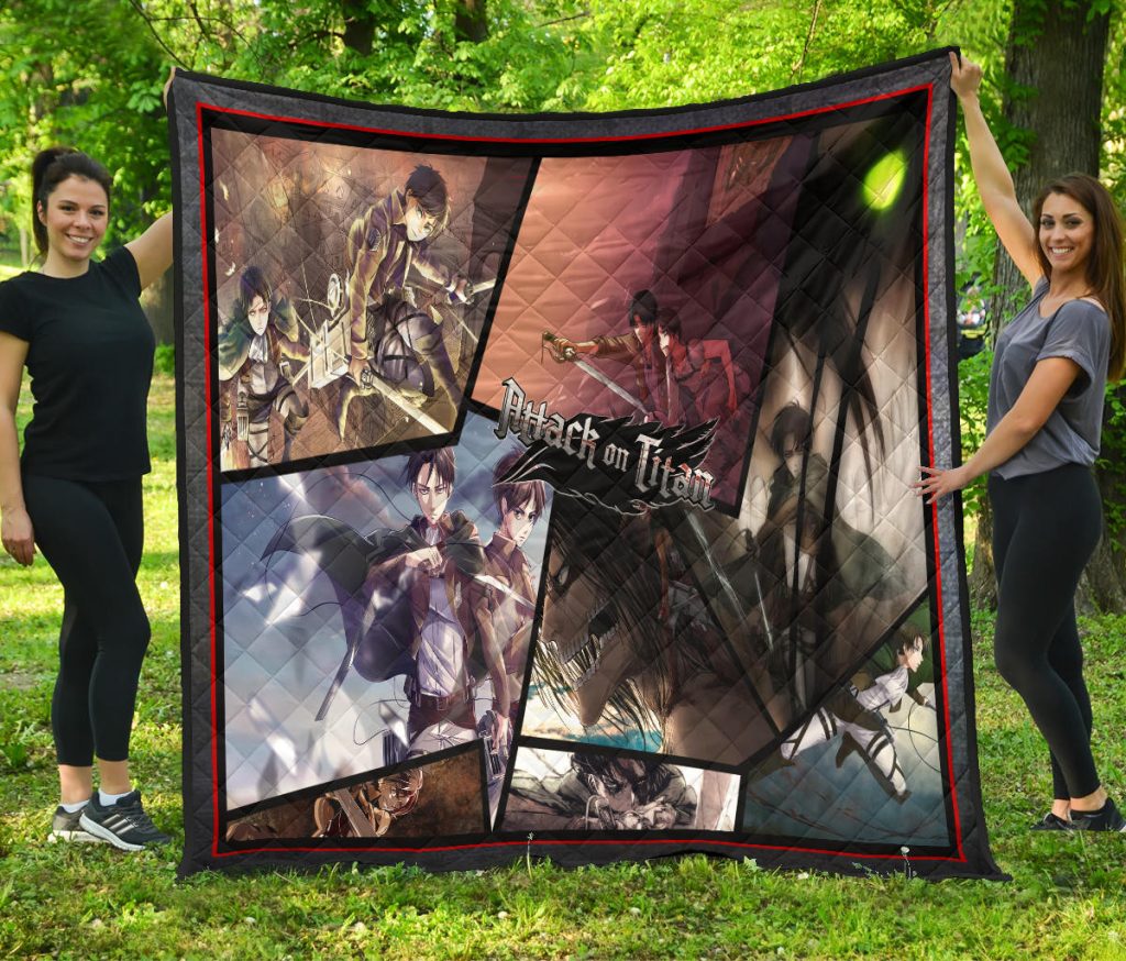 eren yeager and levi ackerman attack on titan premium quilt blanket anime home decor custom for fans od7pb - Attack On Titan Store