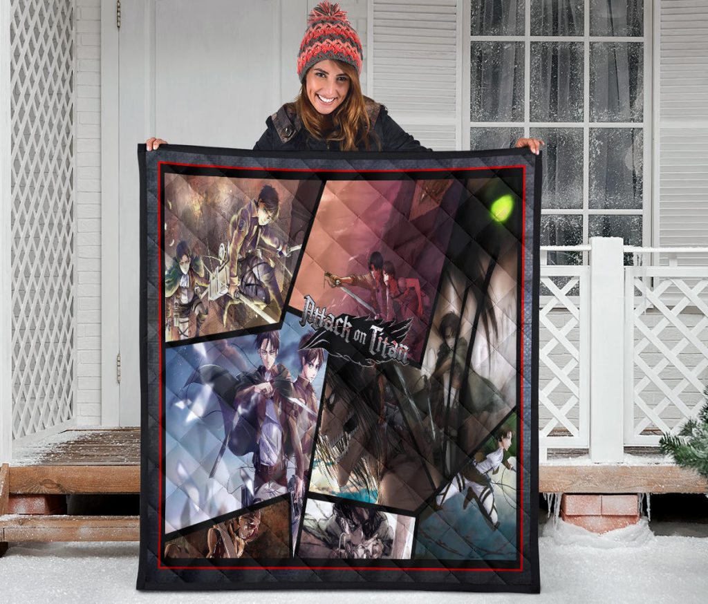 eren yeager and levi ackerman attack on titan premium quilt blanket anime home decor custom for fans raj03 - Attack On Titan Store