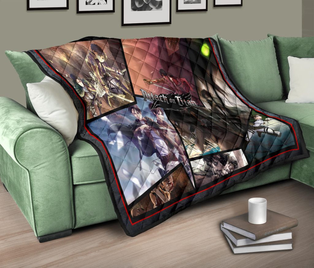 eren yeager and levi ackerman attack on titan premium quilt blanket anime home decor custom for fans s3ycu - Attack On Titan Store