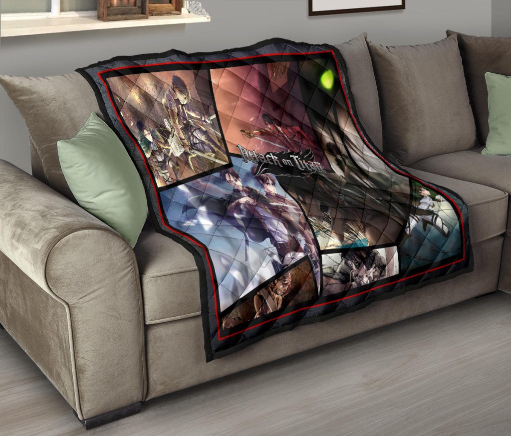 eren yeager and levi ackerman attack on titan premium quilt blanket anime home decor custom for fans ta1kf - Attack On Titan Store