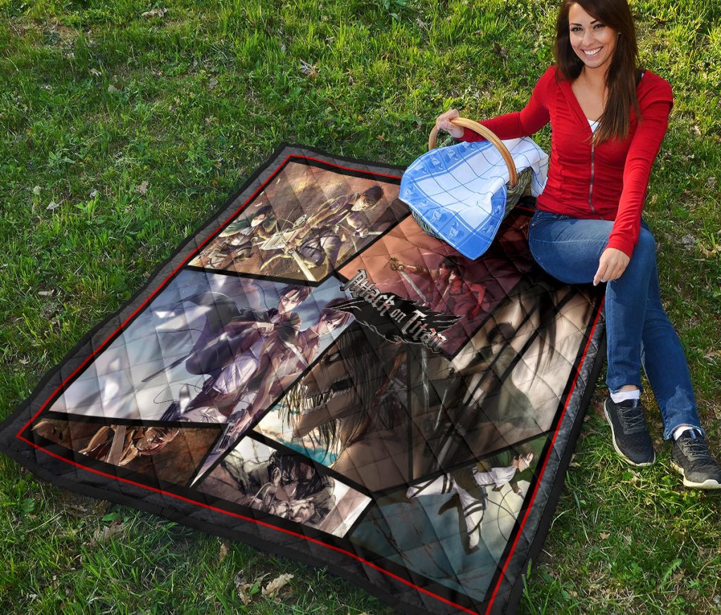 eren yeager and levi ackerman attack on titan premium quilt blanket anime home decor custom for fans ziaau - Attack On Titan Store