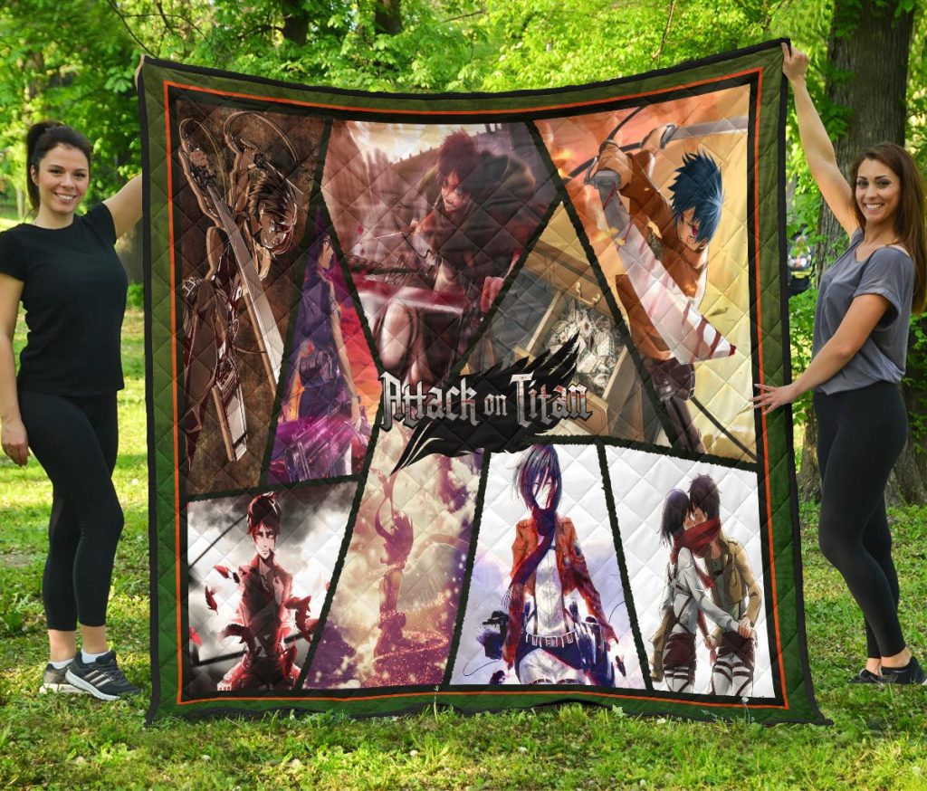 eren yeager and mikasa ackerman attack on titan premium quilt blanket anime home decor custom for fans 2hb9q - Attack On Titan Store