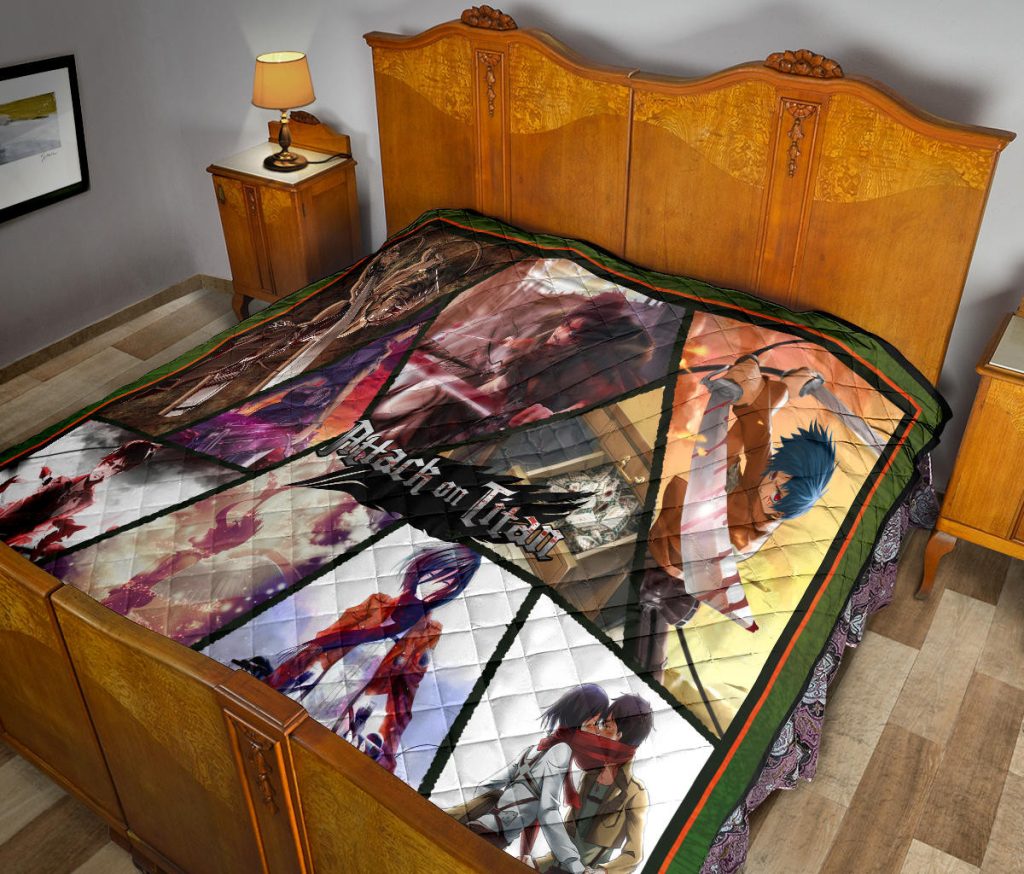 eren yeager and mikasa ackerman attack on titan premium quilt blanket anime home decor custom for fans 7qy2t - Attack On Titan Store