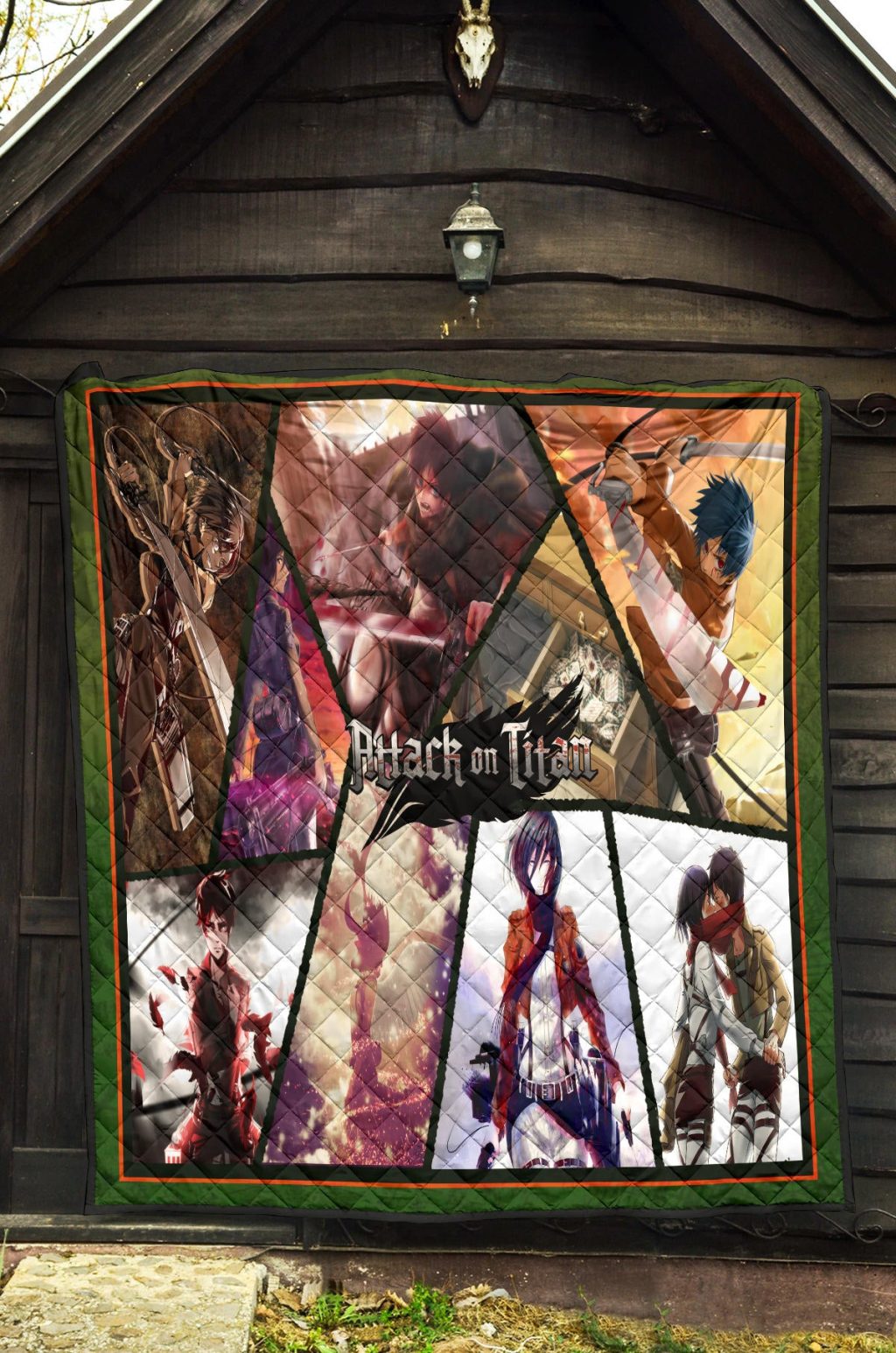 eren yeager and mikasa ackerman attack on titan premium quilt blanket anime home decor custom for fans glhog - Attack On Titan Store