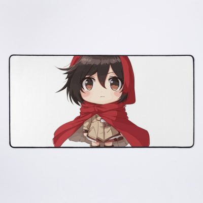 Chibi Mikasa Ackerman Wearing Red Scarf Mouse Pad Official Cow Anime Merch