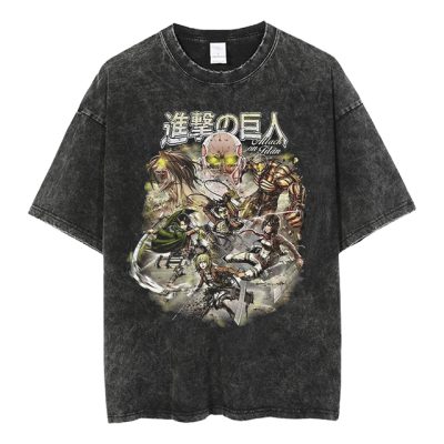 Vintage Attack on Titan Washed T Shirt - Attack On Titan Store